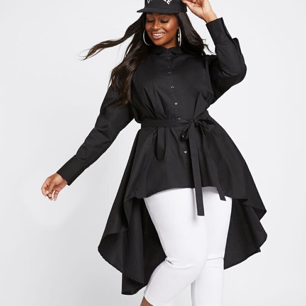 NEW Dubgee By Whoopi Hi-Low Black Belted Tunic Size 2X